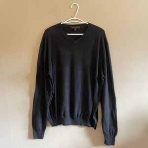 Sebastian Cooper Timeless Charcoal 92% Cotton 8% Cashmere V-Neck Sweater